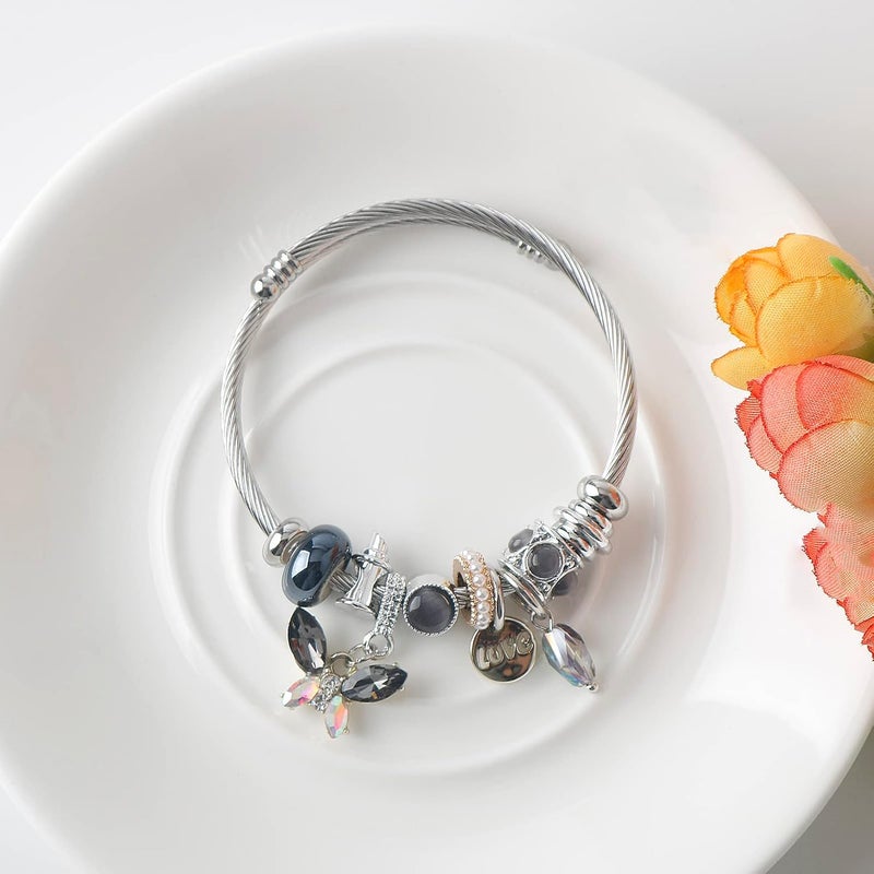 DS Charm Bracelets for girls,exquisite cute cartoon friendship bracelets Silver Stainless Steel Bangle with birthday Gift box, Adjustable girls jewelry Suitable for holiday gifts - Image 3